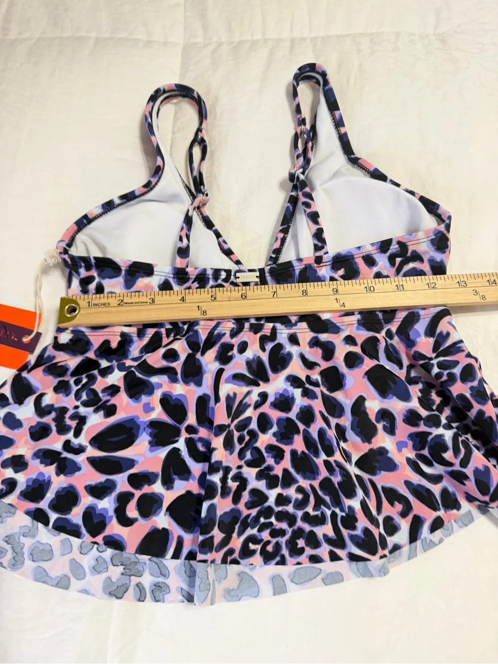 NWT Freely Leopard Print Tankini Top Pink Purple Swim Top A-Line Flowy - Picture 4 of 6